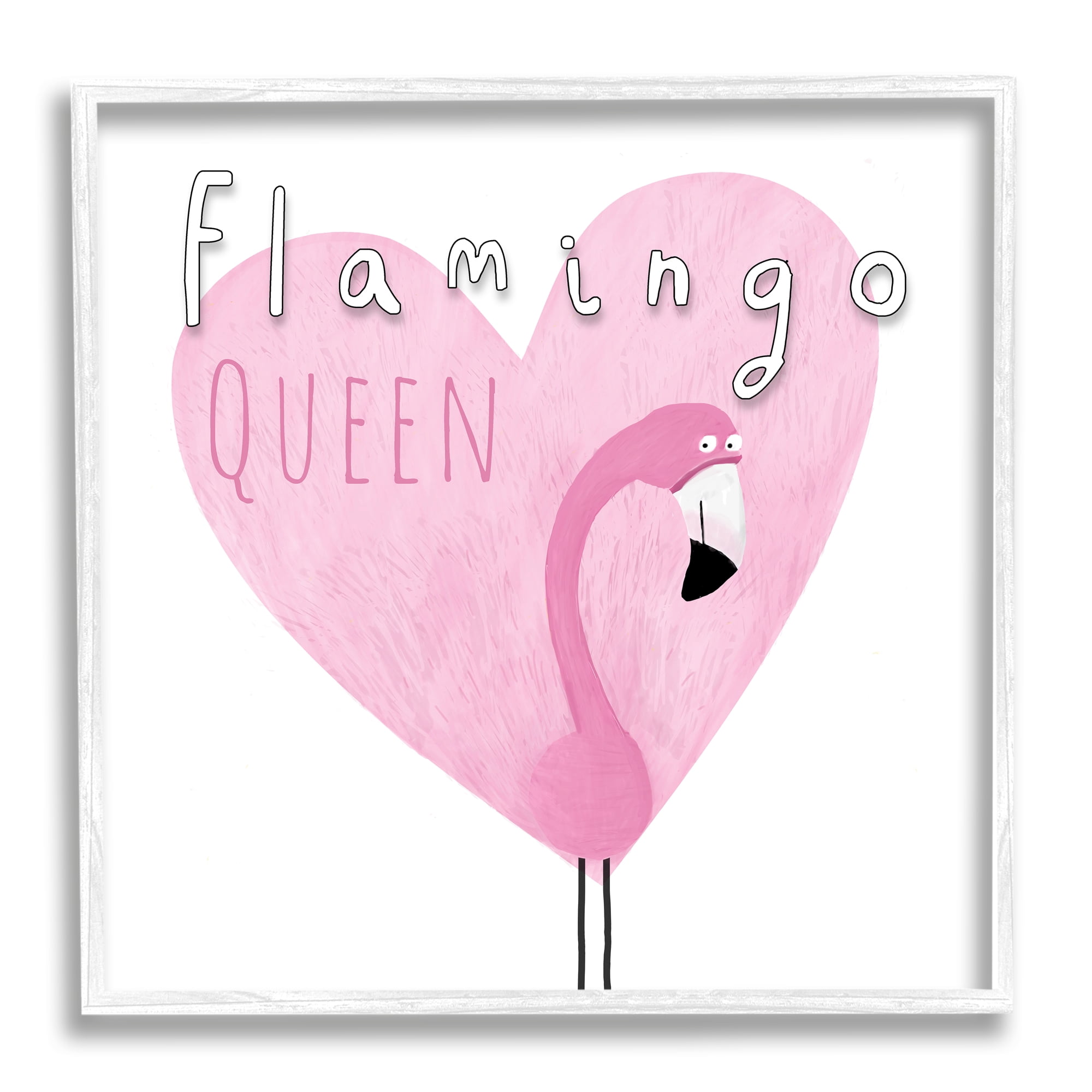 Stupell Industries Flamingo Queen Phrase Animals & Insects Painting White Framed Art Print Wall Art, 17 x 17