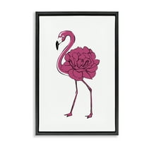 Stupell Industries Flamingo Rose Petal Body Animals & Insects Painting Black Floater Framed Canvas Art Print Wall Art, 17 x 25