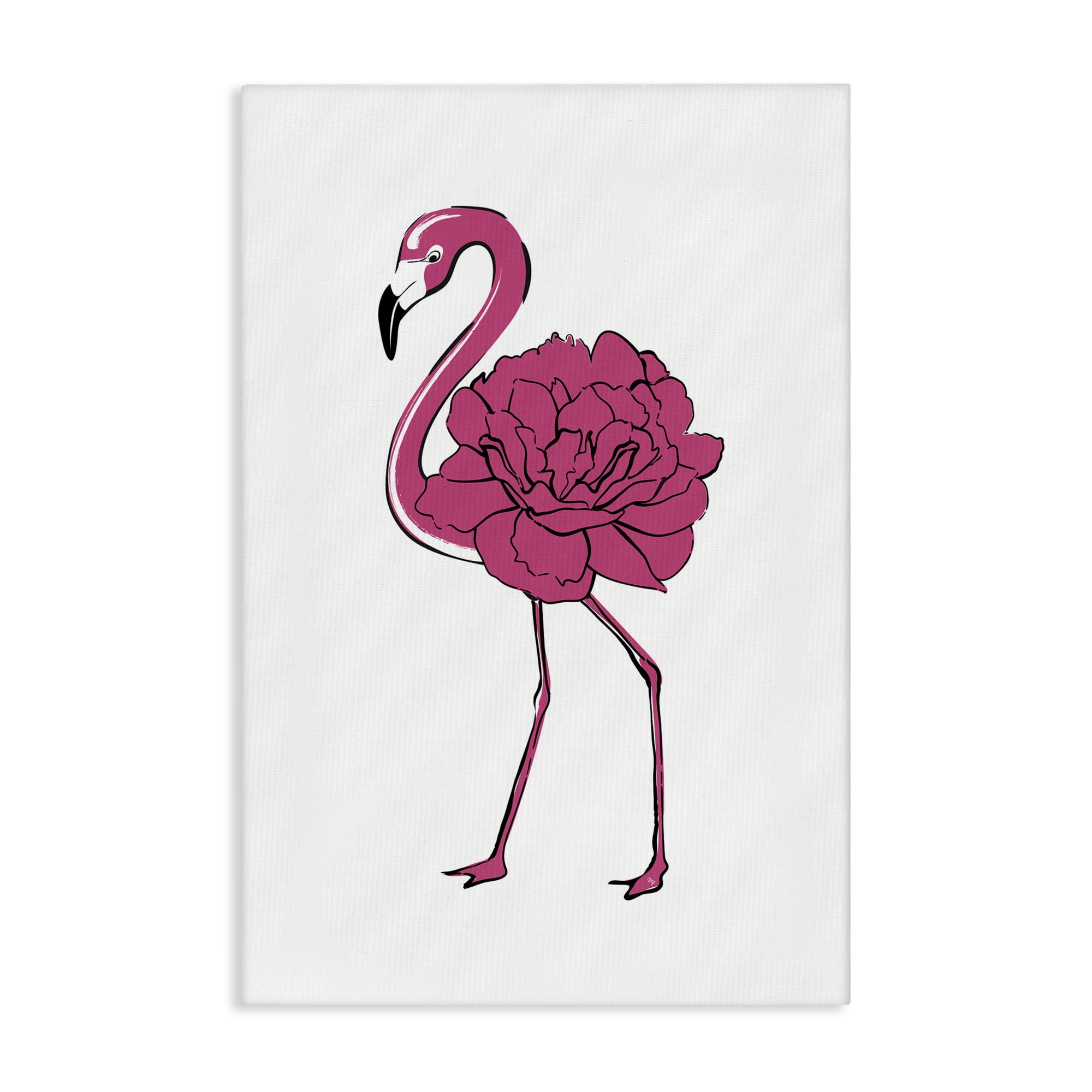 Stupell Industries Flamingo Rose Petal Body Animals & Insects Painting Gallery Wrapped Canvas Art Print Wall Art, 24 x 36