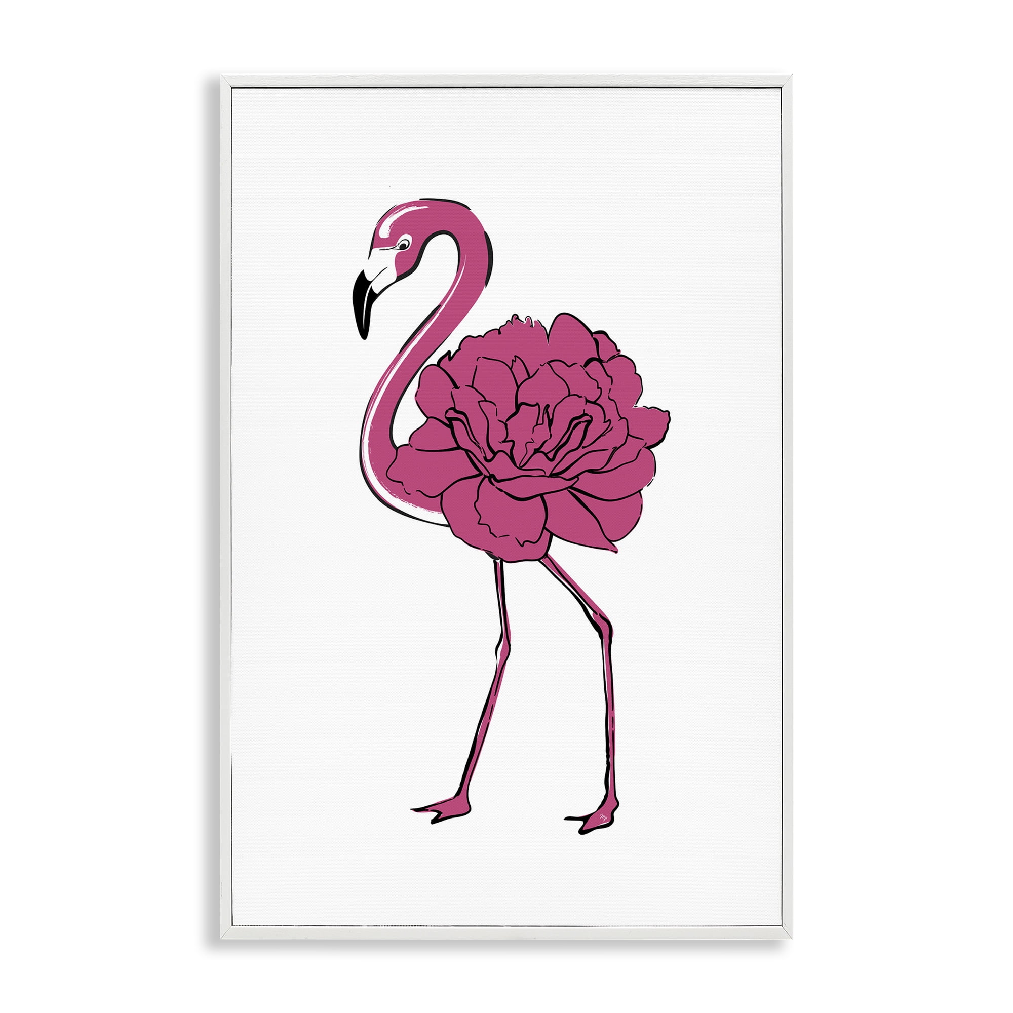 Stupell Industries Flamingo Rose Petal Body Animals & Insects Painting White Framed Art Print Wall Art, 16 x 24