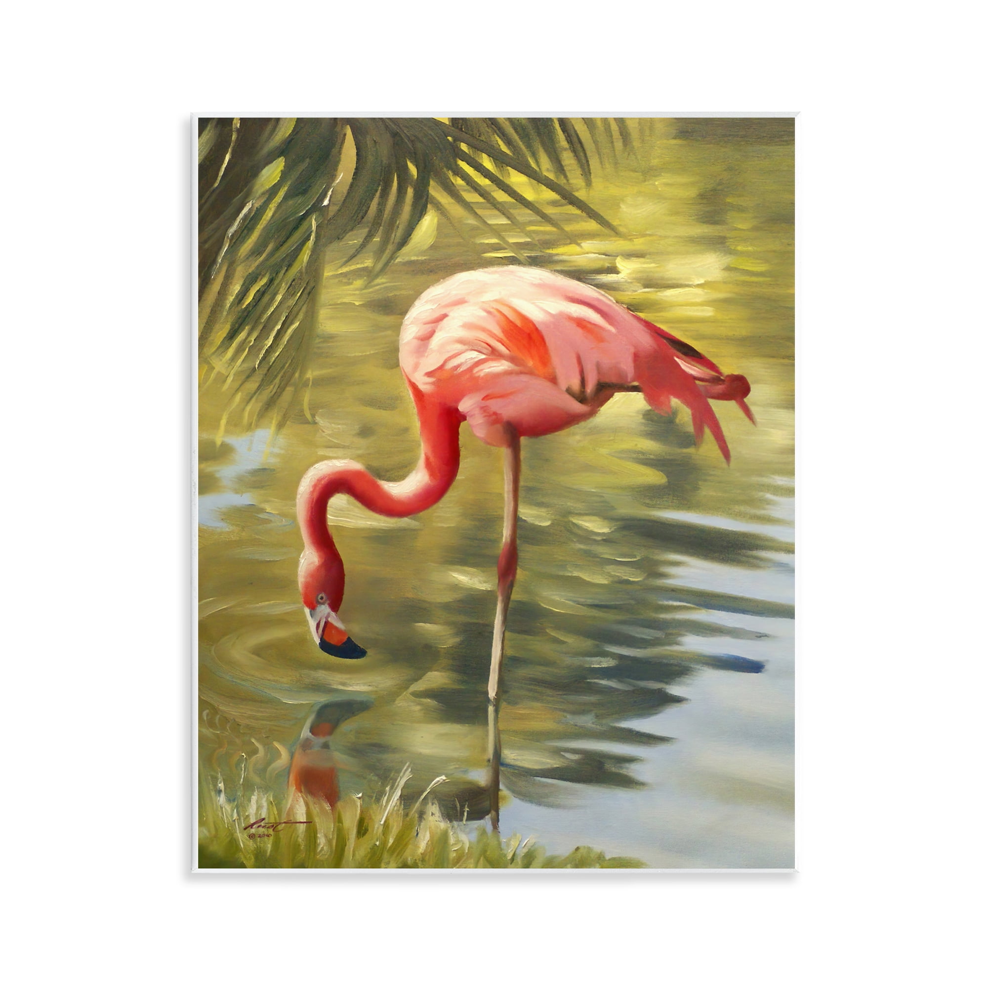 Stupell Industries Flamingo Shallow Pond Animals & Insects Painting Unframed Art Print Wall Art, 11 x 14