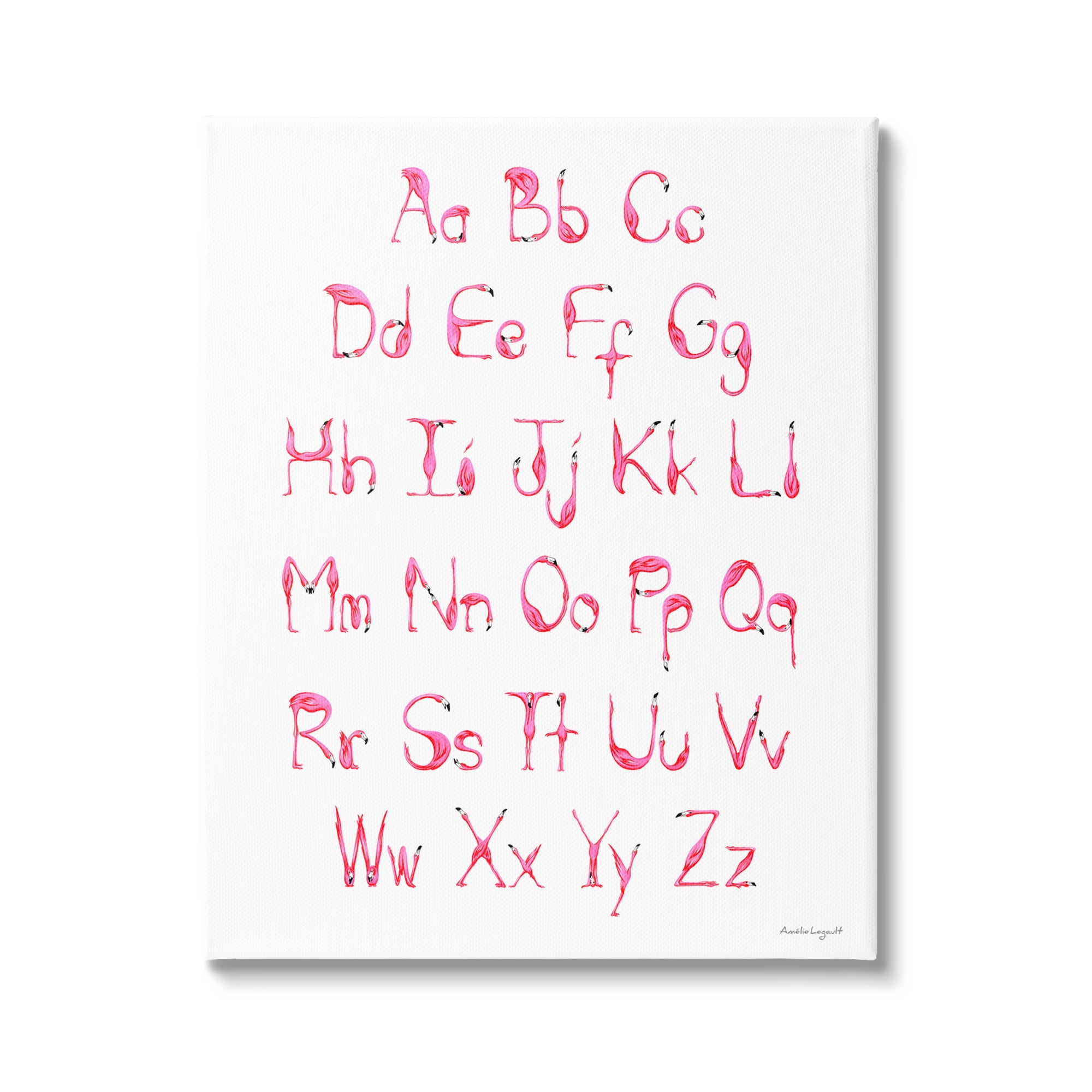 Stupell Industries Flamingo Shaped Letters Alphabet Pink Typography Design Graphic Art Gallery Wrapped Canvas Print Wall Art, Design by Amelie Legault