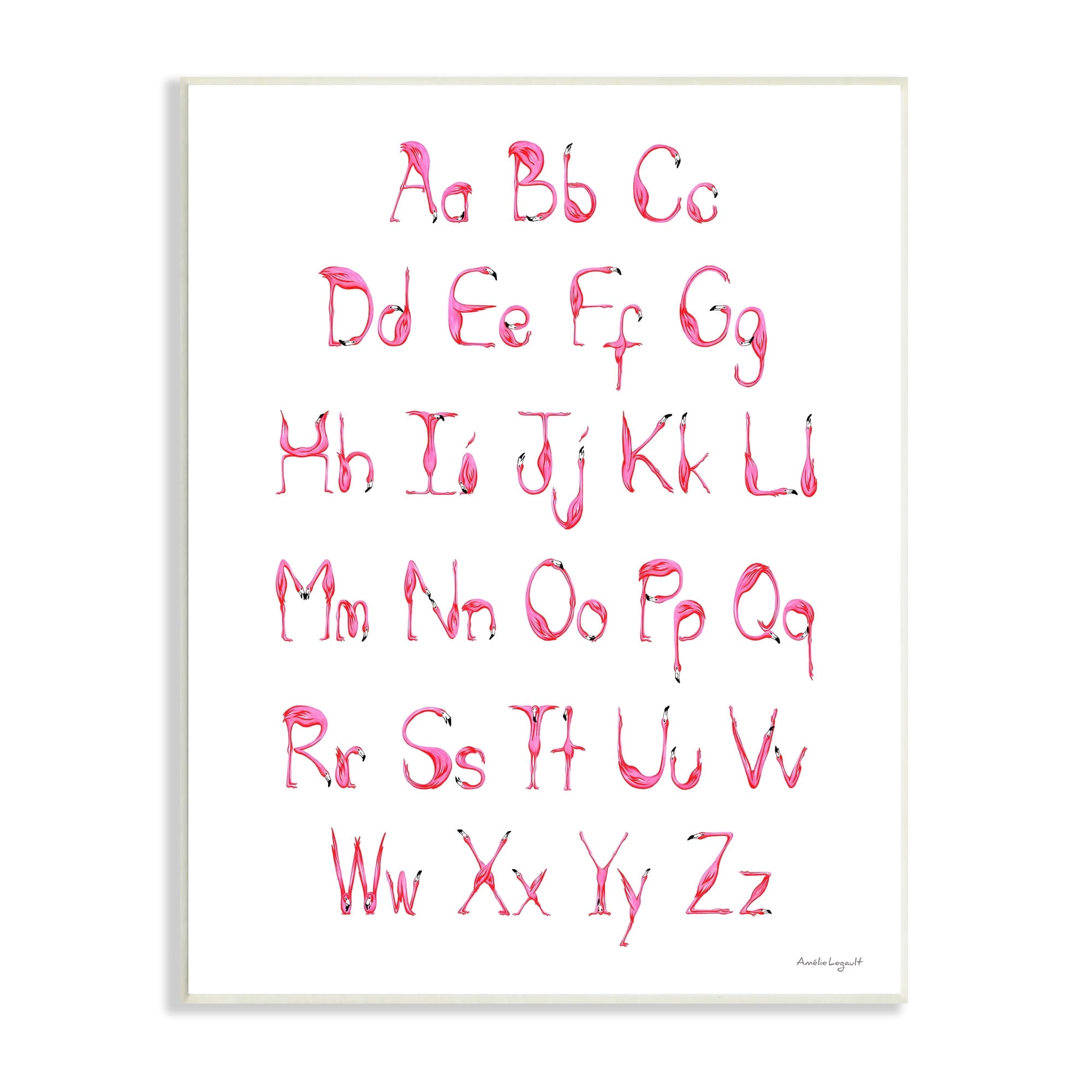 Stupell Industries Flamingo Shaped Letters Alphabet Pink Typography Design Graphic Art Unframed Art Print Wall Art, Design by Amelie Legault