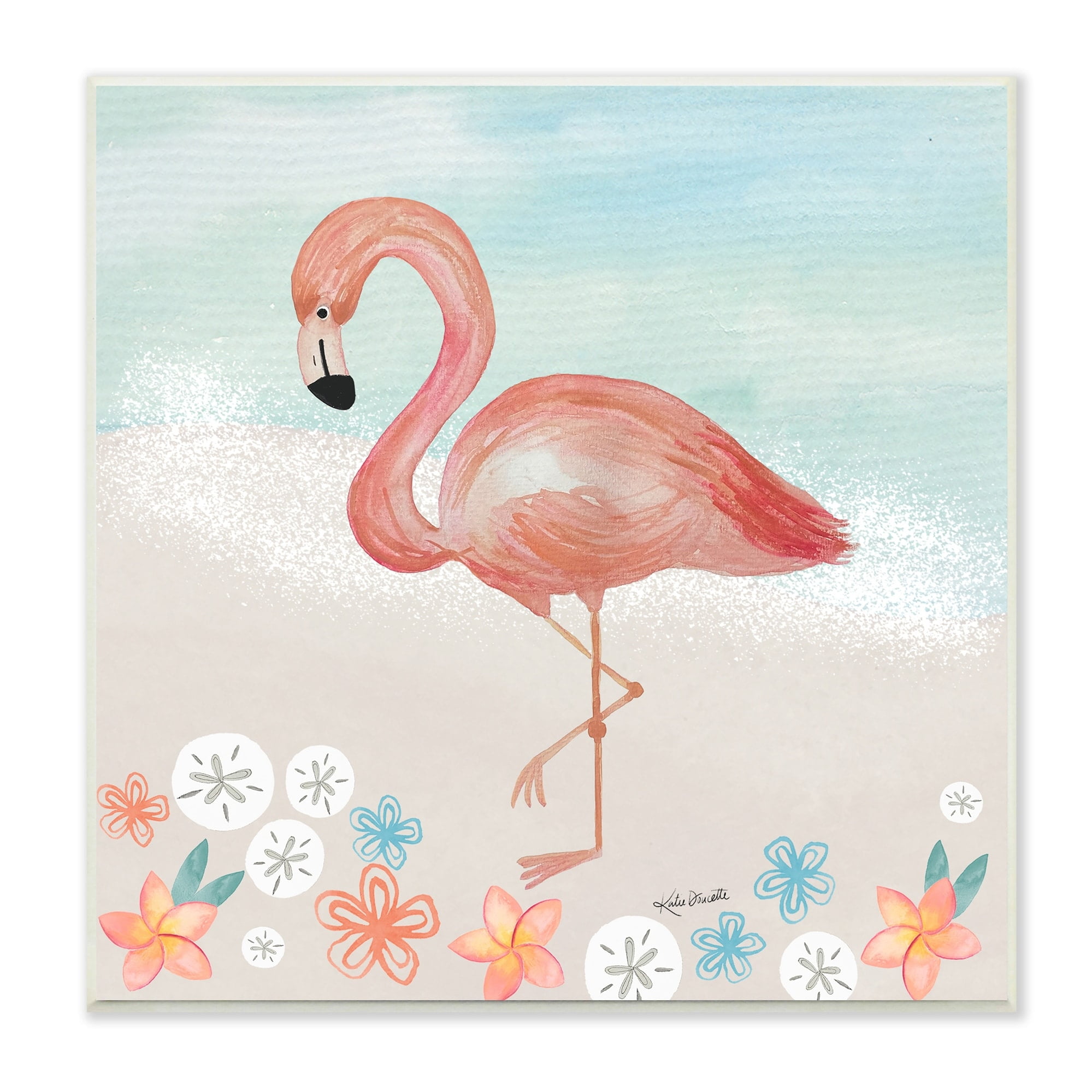 Flamingo Shoreline Sand Dollar Botanical MDF Wood Wall Art