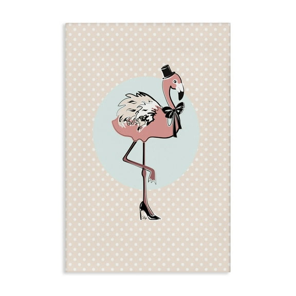 Stupell Industries Flamingo & Top Hat Novelty Painting Gallery Wrapped Canvas Art Print Wall Art, 16 x 24