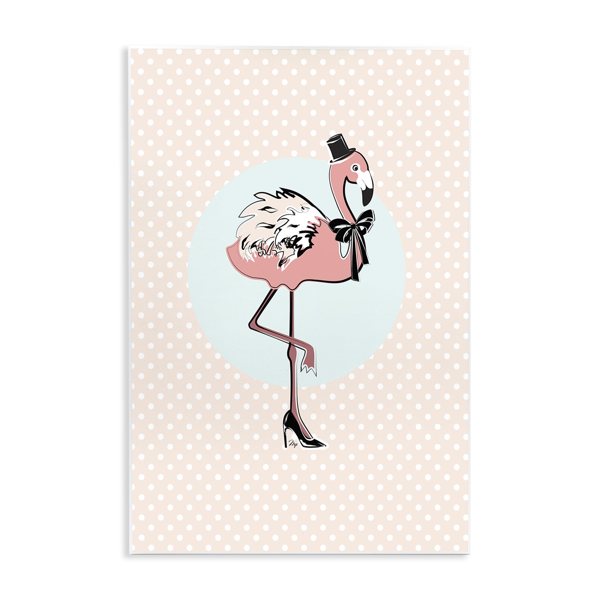Stupell Industries Flamingo & Top Hat Novelty Painting Unframed Art Print Wall Art, 13 x 19