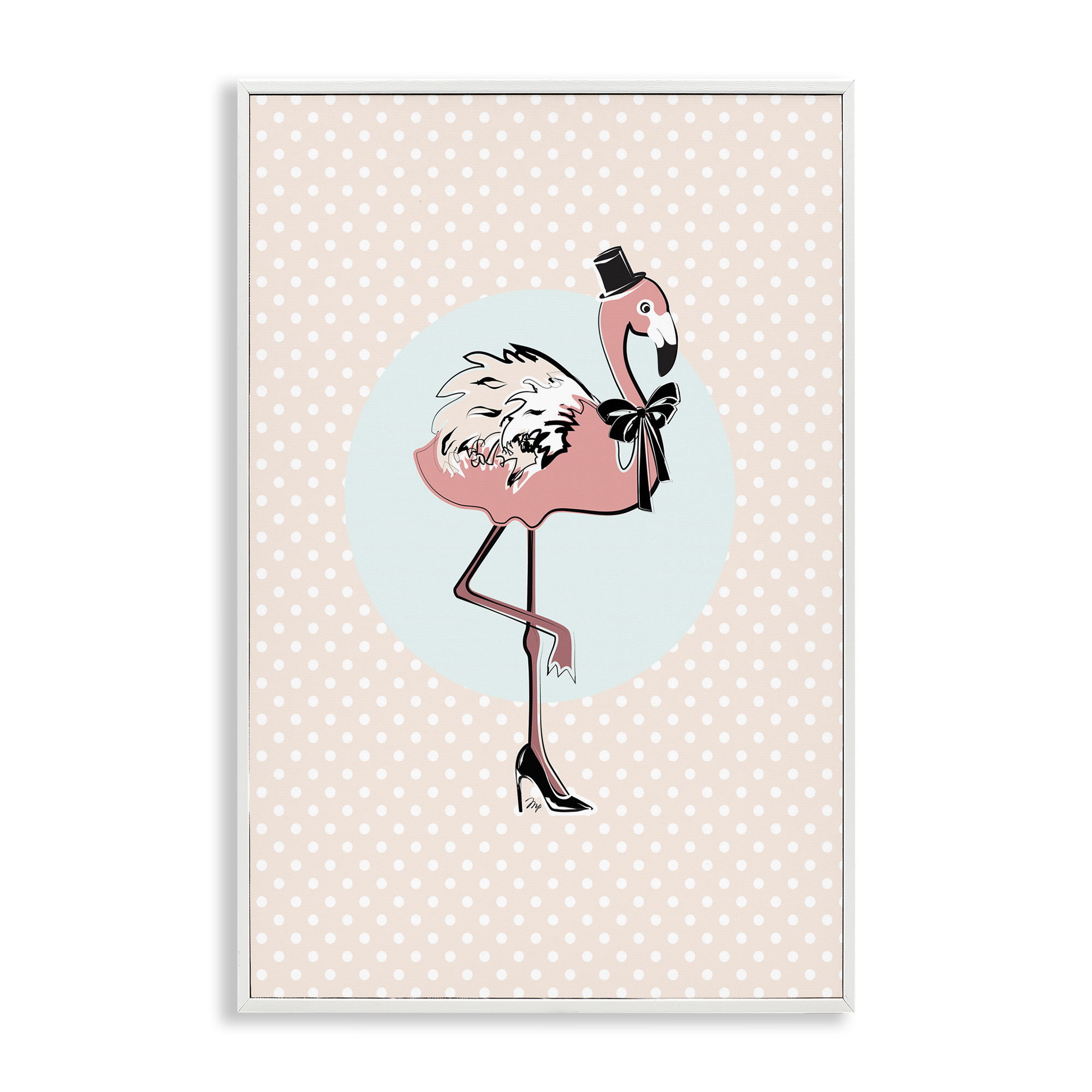 Stupell Industries Flamingo & Top Hat Novelty Painting White Framed Art Print Wall Art, 20 x 30