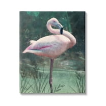 Stupell Industries Flamingo Tropical Jungle Pond Animals & Insects Painting Gallery Wrapped Canvas Print Wall Art