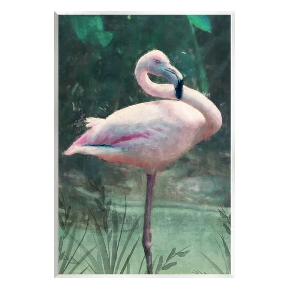 Stupell Industries Flamingo Tropical Jungle Pond Animals & Insects Painting Unframed Art Print Wall Art