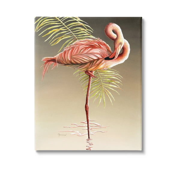 Stupell Industries Flamingo Twisting Gaze Animals & Insects Painting Gallery Wrapped Canvas Art Print Wall Art, 16 x 20