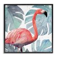 thumbnail image 1 of Stupell Industries Flamingo over Tropical Greenery Animals & Insects Painting Black Framed Art Print Wall Art, 17 x 17, 1 of 9