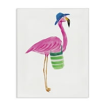 Stupell Industries Flamingo with Beach Bag Animals & Insects Painting Gallery Wrapped Canvas Art Print Wall Art, 16 x 20