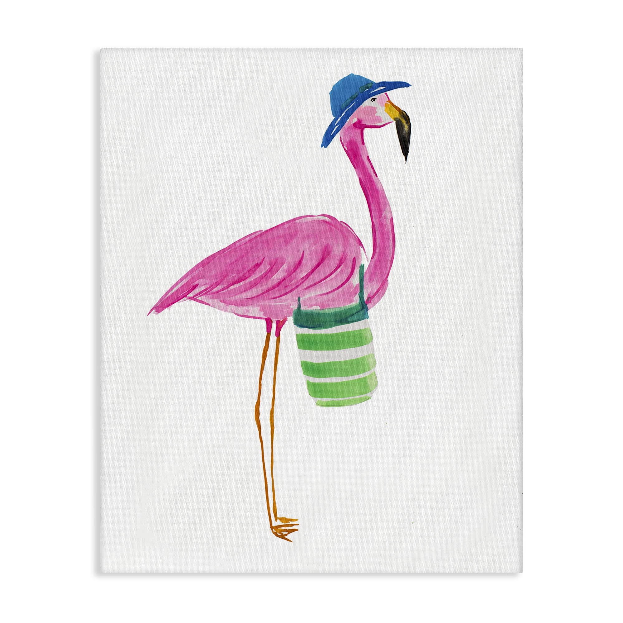 Colorful Flamingo with Beach Bag Canvas Wall Art, 24 x 30