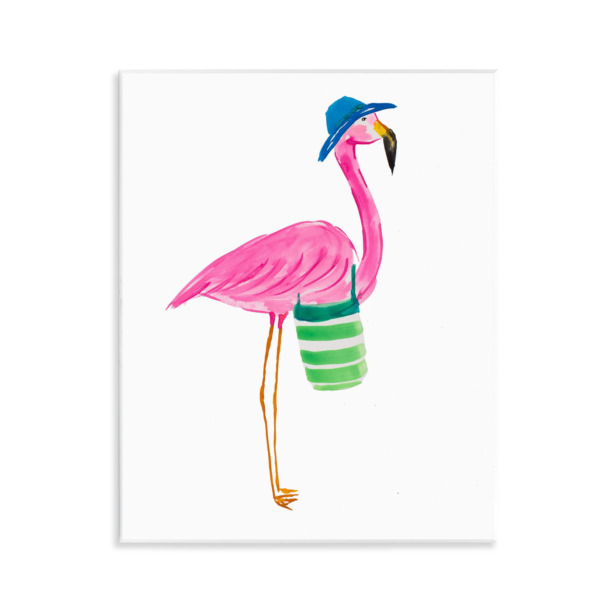 Stupell Industries Flamingo with Beach Bag Animals & Insects Painting Unframed Art Print Wall Art, 11 x 14