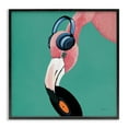 thumbnail image 1 of Stupell Industries Flamingo with Music Record Entertainment Painting Black Framed Art Print Wall Art, 12 x 12, 1 of 2