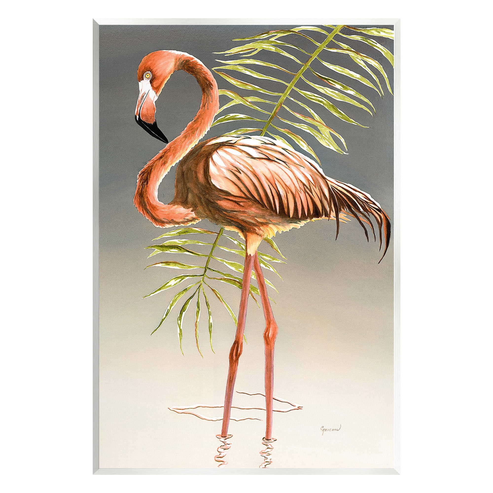 Stupell Industries Flamingo with Water Ripple Animals & Insects Painting Unframed Art Print Wall Art, 10 x 15