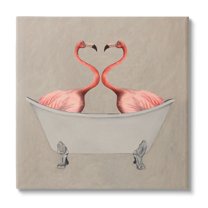 Stupell Industries Flamingos In Tub Beige Bathroom Animals & Insects Painting Gallery Wrapped Canvas Print Wall Art