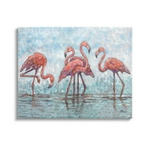 Stupell Industries Flamingos in Lagoon Impressionist Style Painting Gallery Wrapped Canvas Print Wall Art, Design by Paul Brent
