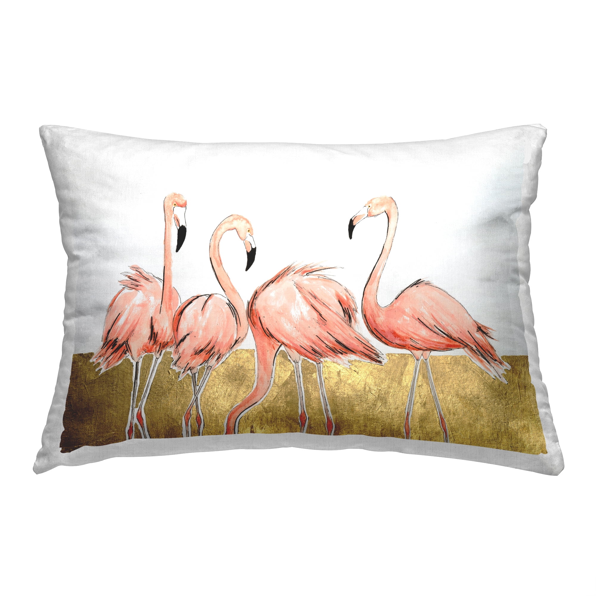Stupell Industries Flamingos with Glam Detail Decorative Printed Throw Pillow, 14 x 20