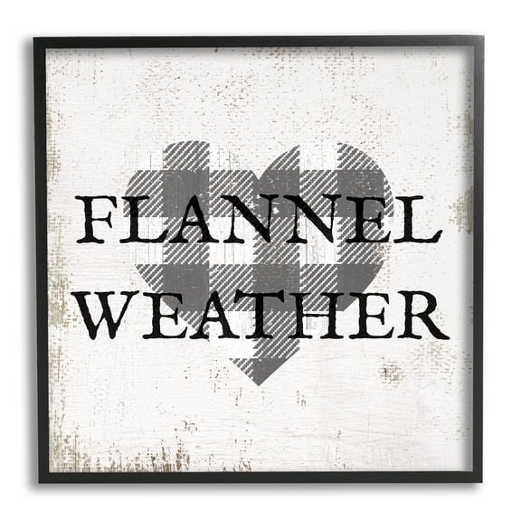 Stupell Industries Flannel Weather Phrase Patchwork Plaid Heart Distressed Pattern, 12 x 12,Design by Daphne Polselli