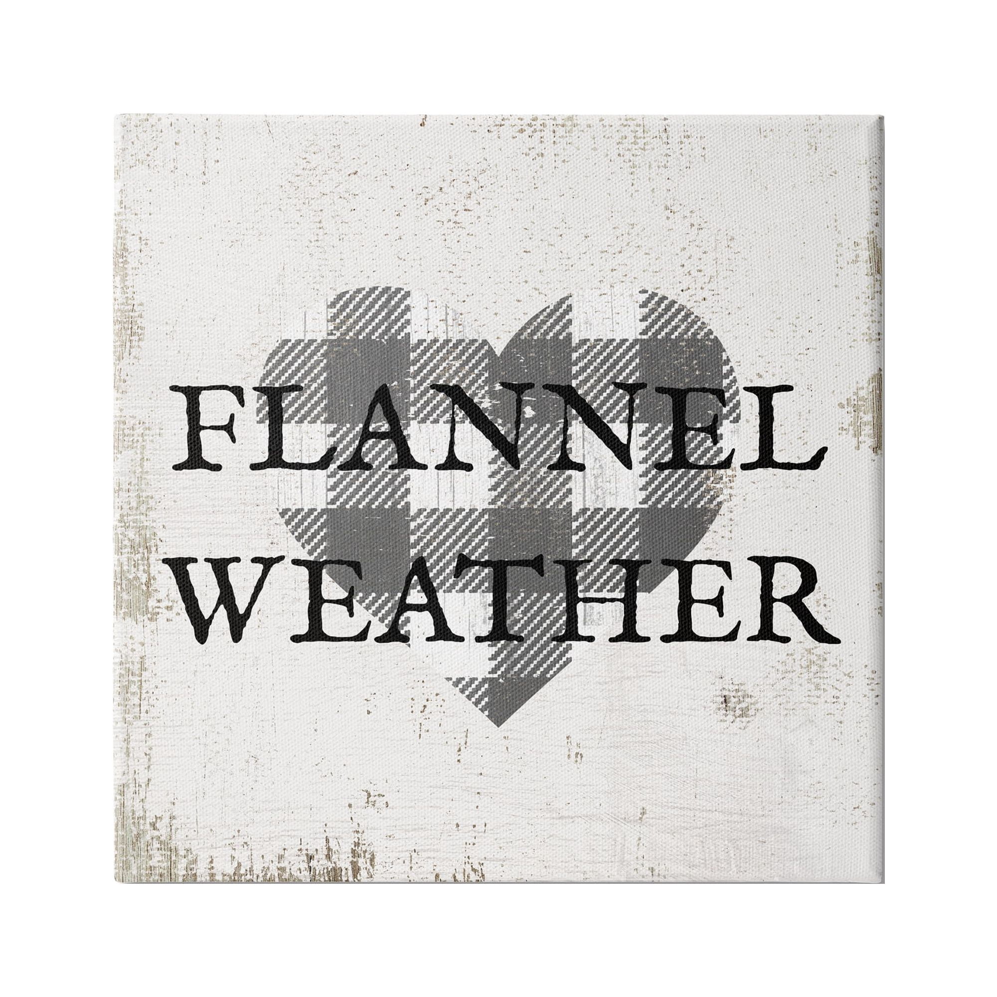 Stupell Industries Flannel Weather Phrase Patchwork Plaid Heart Distressed Pattern, 24 x 24,Design by Daphne Polselli
