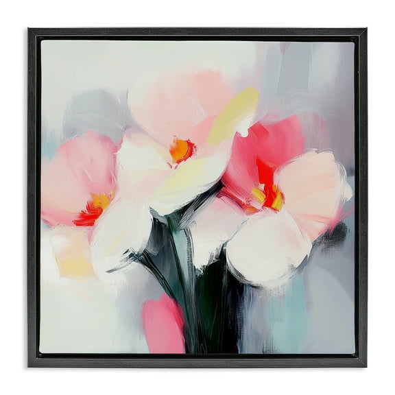 Stupell Industries Flare Of Emotion Flowers Black Framed Floater Canvas Wall Art design by Mona Grace, 18 x 18