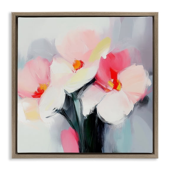 Stupell Industries Flare Of Emotion Flowers Brown Framed Floater Canvas Wall Art design by Mona Grace, 18 x 18