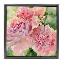 Stupell Industries Flared Peony Petals Plants & Flowers Painting Black Floater Framed Canvas Art Print Wall Art, 18 x 18