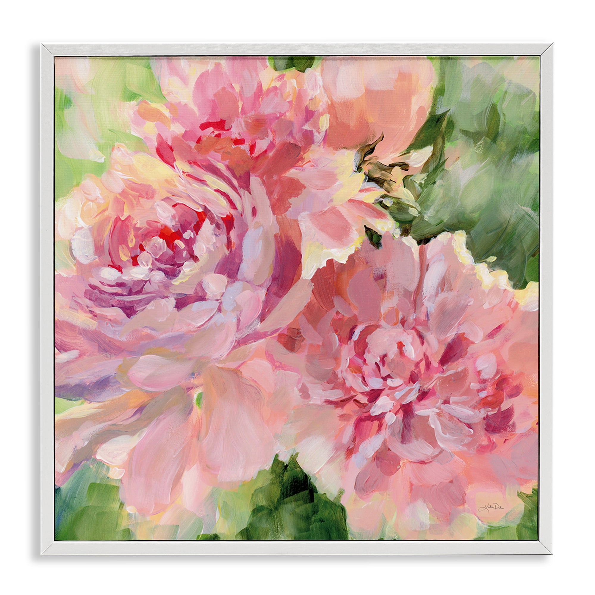 Stupell Industries Flared Peony Petals Plants & Flowers Painting White Framed Art Print Wall Art, 17 x 17
