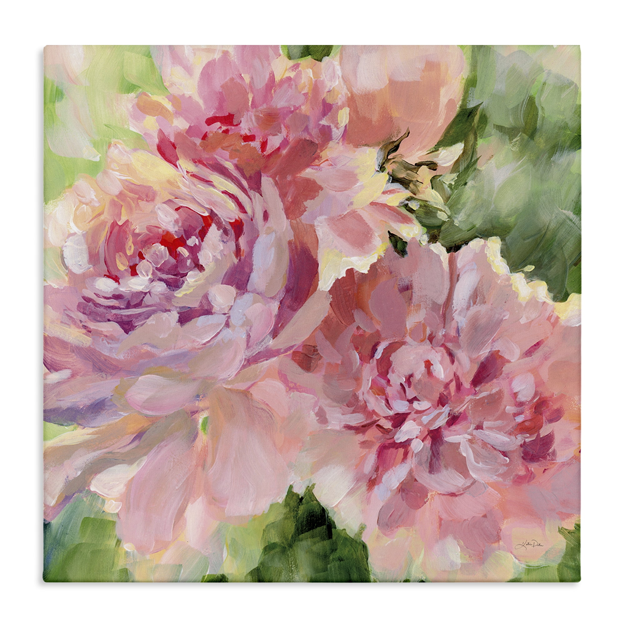 Stupell Industries Flared Peony Petals Plants & Flowers Painting Wrapped Canvas Art Print Wall Art, 24 x 24