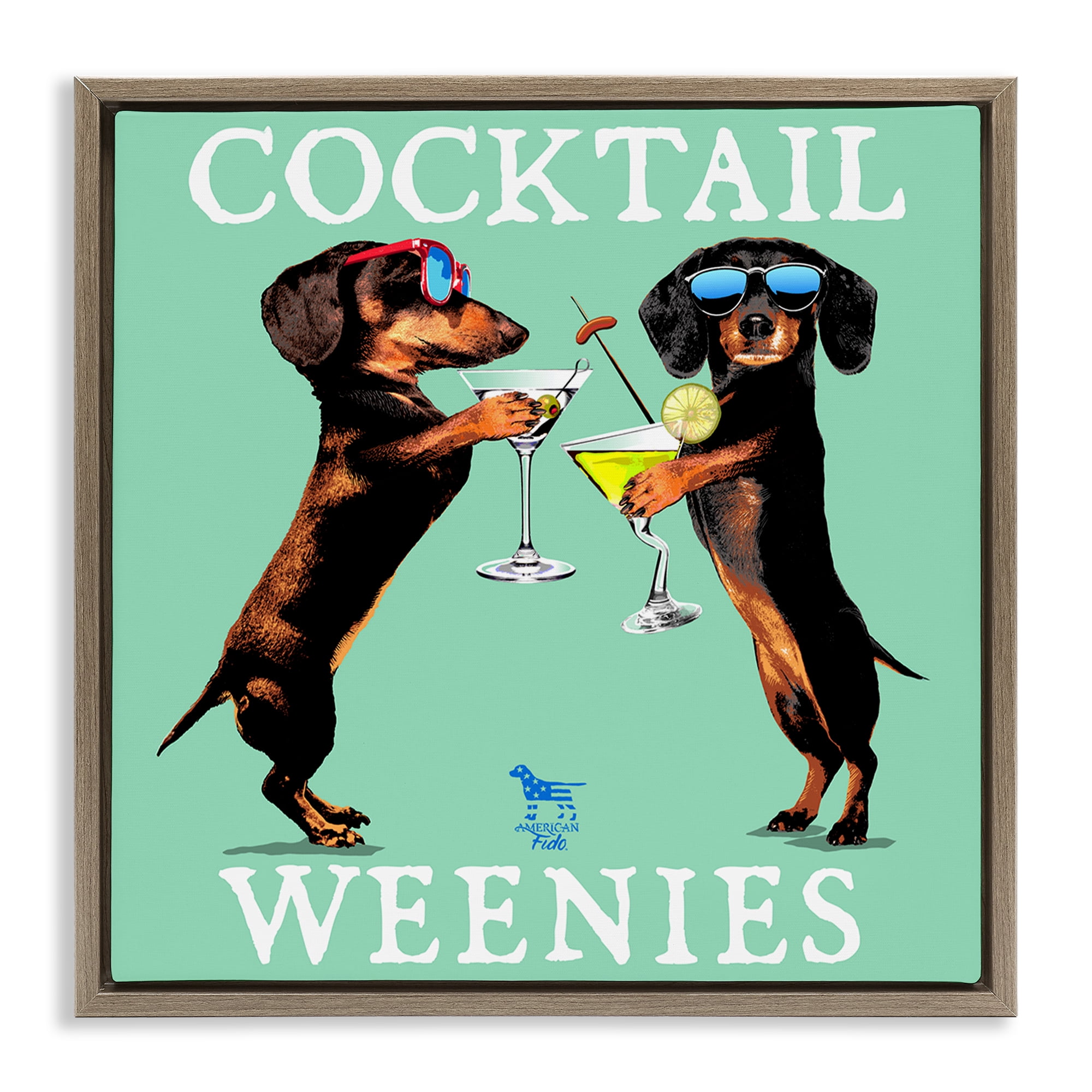 Stupell Industries Flashy Cocktail Weenies Food & Beverage Painting Brown Floater Framed Canvas Art Print Wall Art, 25 x 25