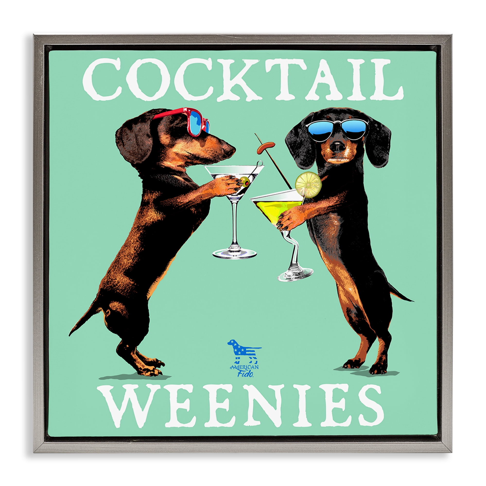 Stupell Industries Flashy Cocktail Weenies Food & Beverage Painting Gray Floater Framed Canvas Art Print Wall Art, 25 x 25