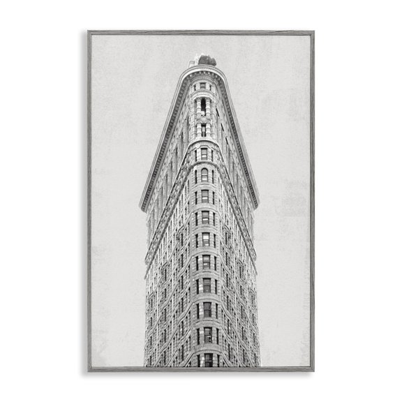 Stupell Industries Flatiron Building Architecture Gray Framed Giclee Art design by Wild Apple Portfolio, 30 x 20