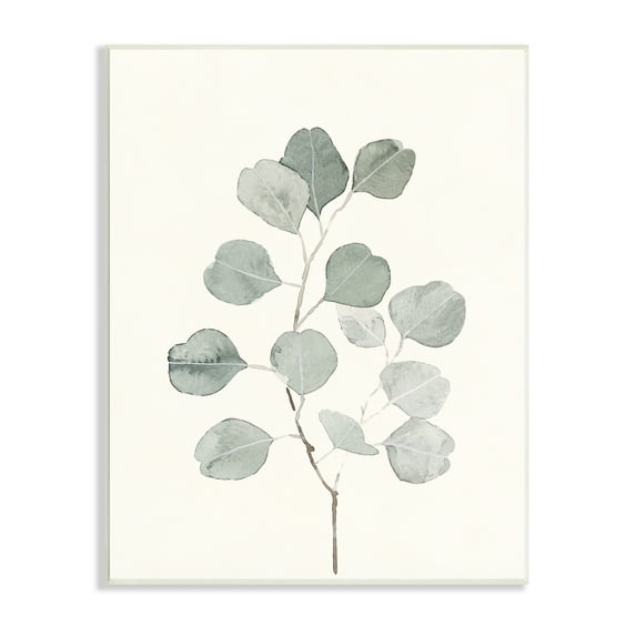Stupell Industries Flattened Sage Botanical Stem Delicate Leaf Plant Botanical & Floral Painting Unframed Art Print Wall Art, 13 x 19