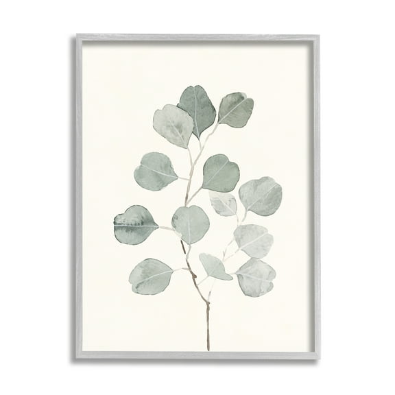 Stupell Industries Flattened Sage Botanical Stem Delicate Leaf Plant Traditional Painting Gray Framed Art Print Wall Art, 11 x 14, Design by Emma Caroline