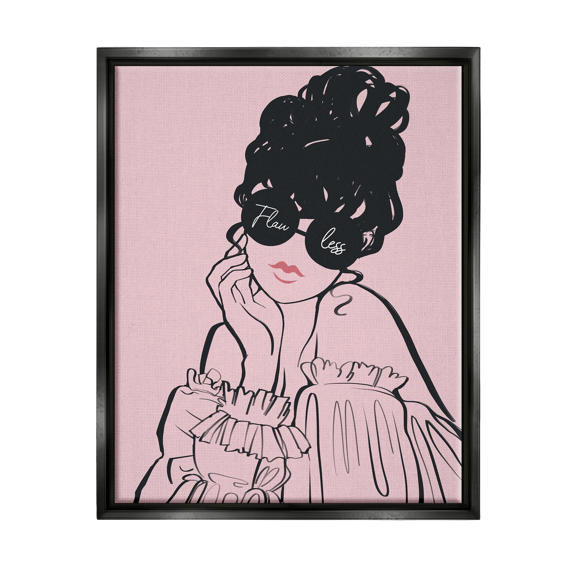 Stupell Industries Flawless Text Bold Pink Glam Fashion Woman Graphic Art Jet Black Floating Framed Canvas Print Wall Art, Design by Ziwei Li