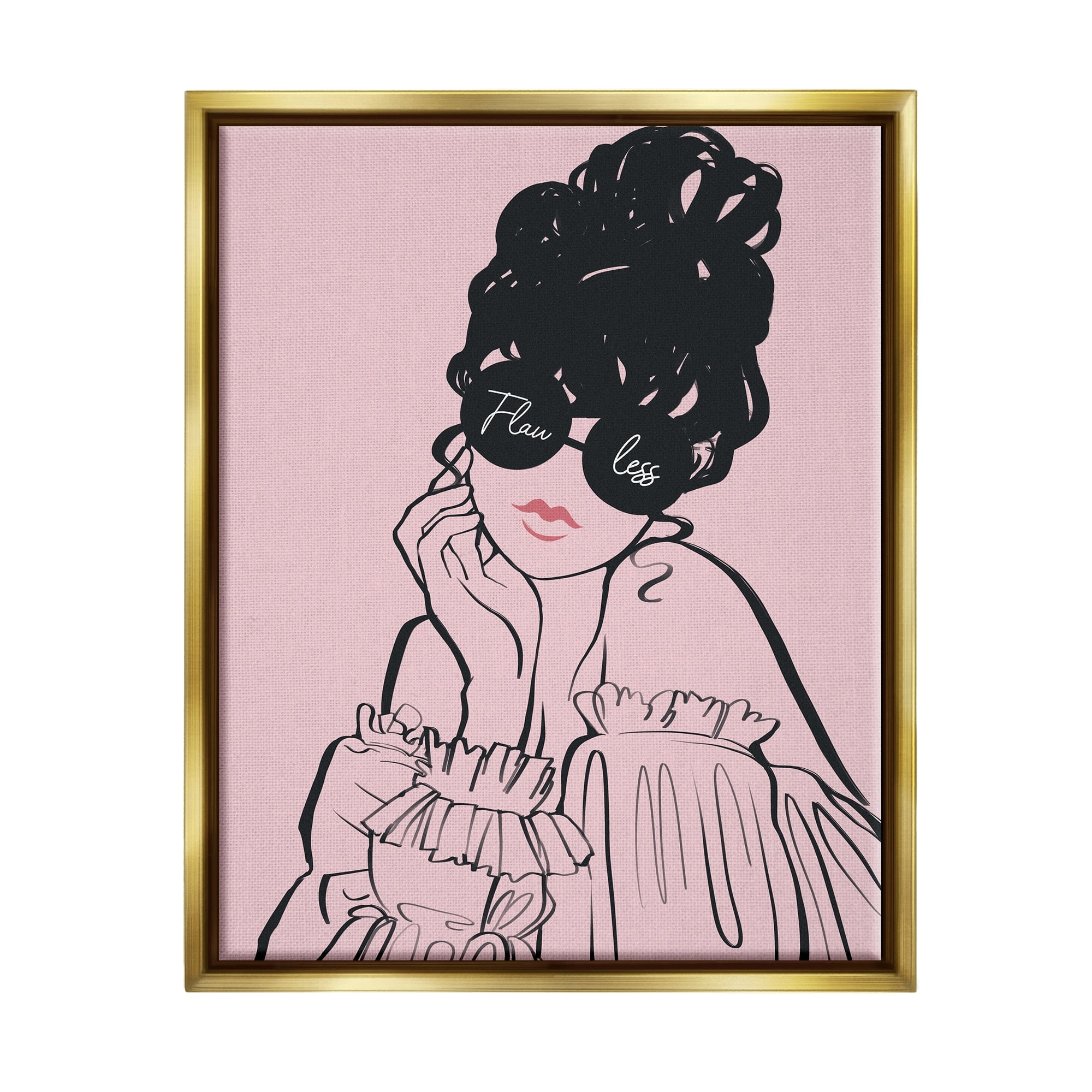 Stupell Industries Flawless Text Bold Pink Glam Fashion Woman Graphic Art Metallic Gold Floating Framed Canvas Print Wall Art, Design by Ziwei Li