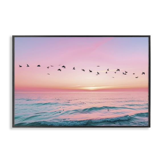 Stupell Industries Tropical Flight Over Pastel Ocean Black Framed Giclee Art, 18 x 12, by Pink Sherbet Photography