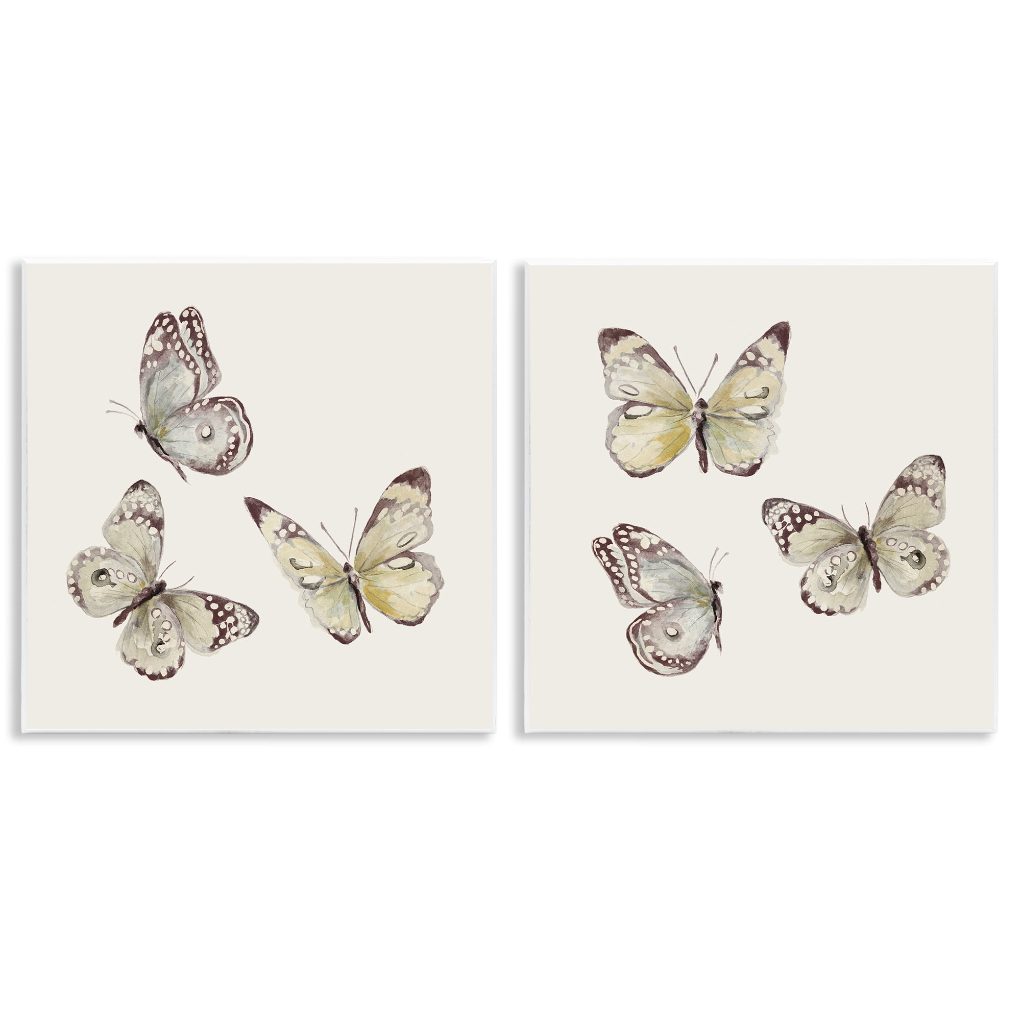 Stupell Industries Flight of Butterflies on Beige 2 Piece Wall Plaque Art Set, design by Patricia Pinto