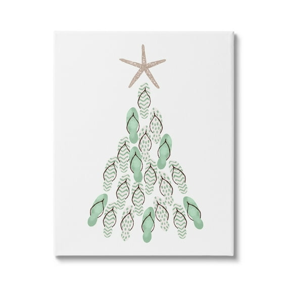 Stupell Industries Flip Flop Beachy Christmas Tree Holiday Painting Gallery Wrapped Canvas Print Wall Art