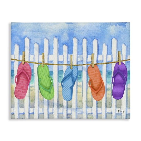 Stupell Industries Flip Flop Clothesline Canvas Wall Art design by Paul Brent, 24 x 30