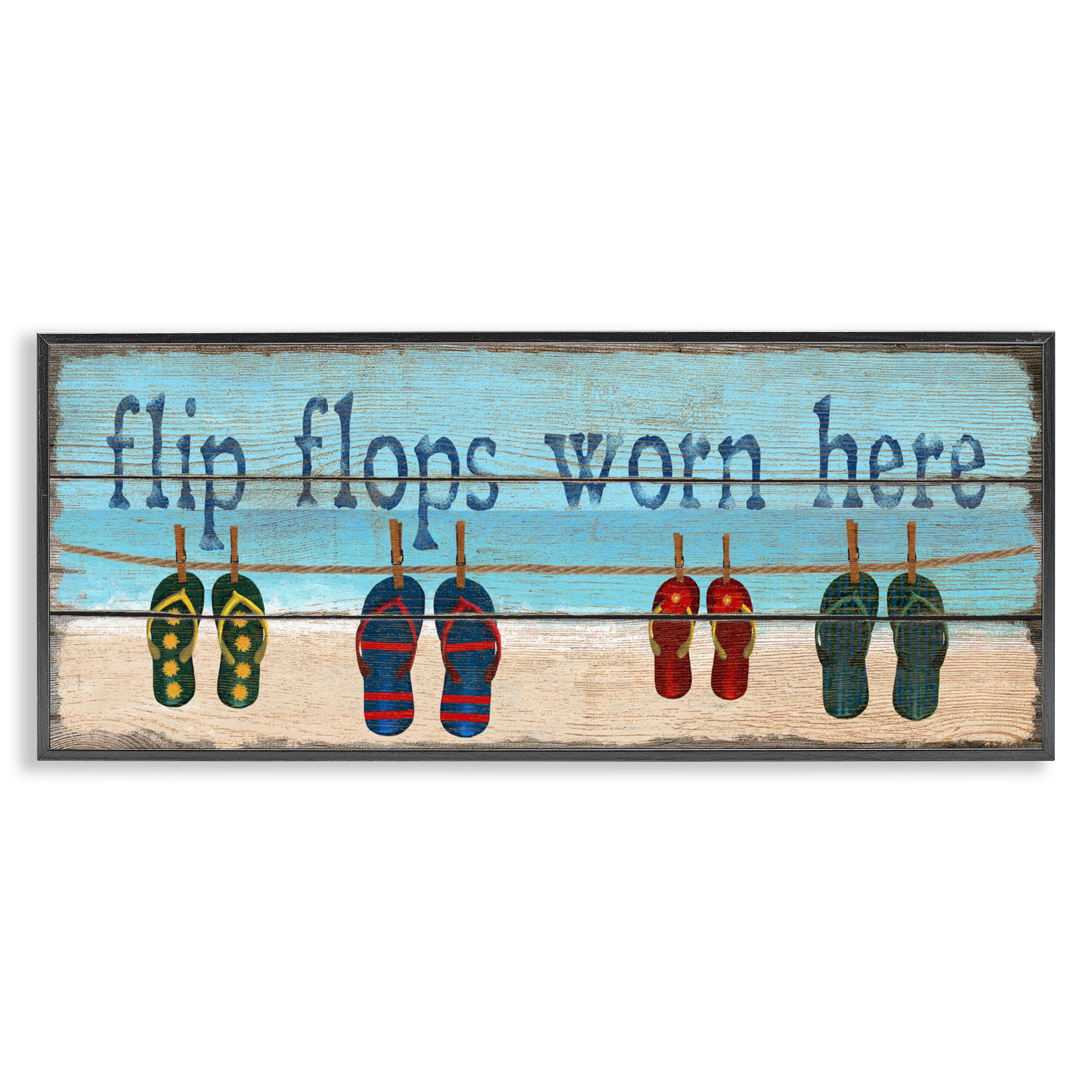 Stupell Industries Flip Flops Worn Here Black Framed Giclee Art, design by Gail Fraser