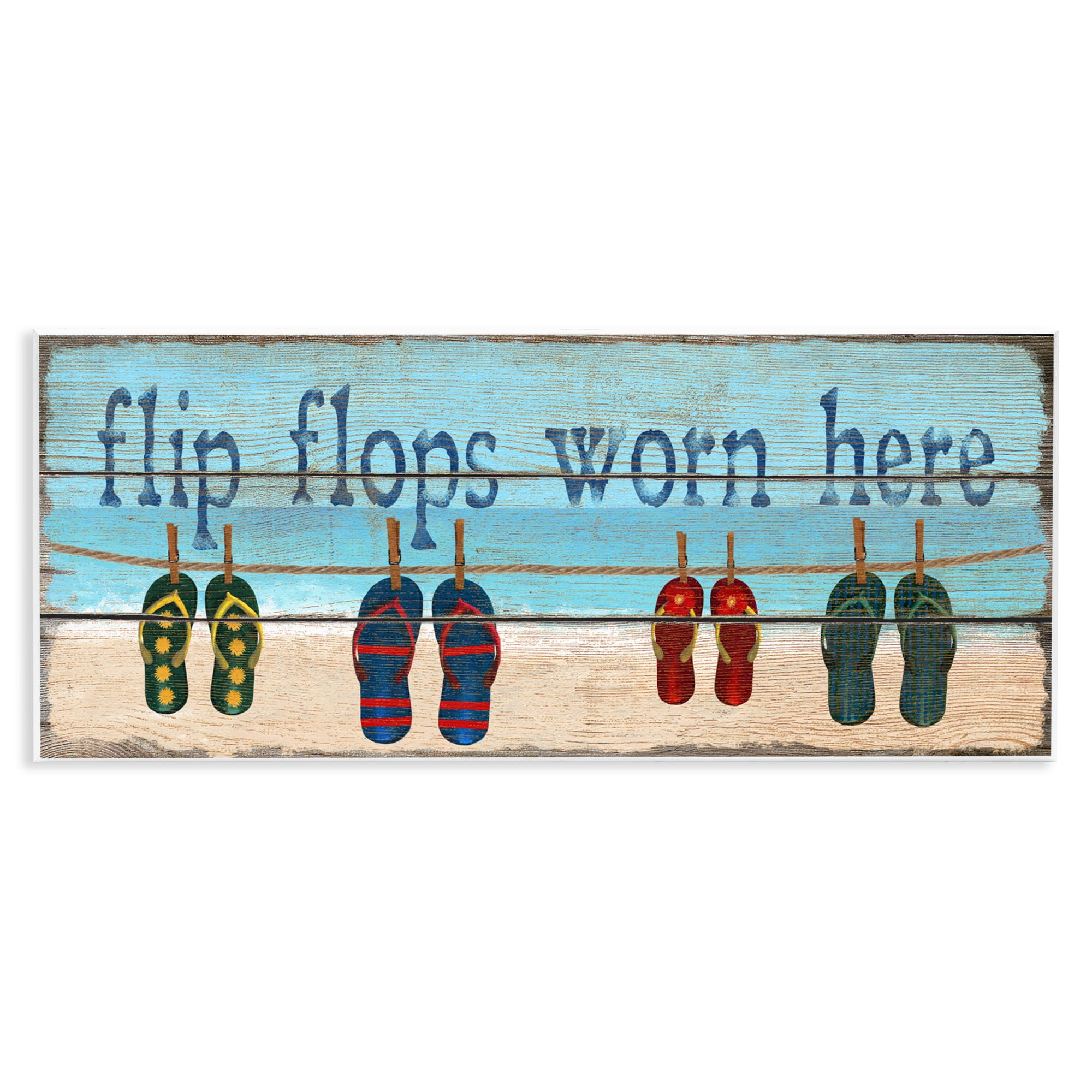 Stupell Industries Flip Flops Worn Here Wall Plaque Art, design by Gail Fraser