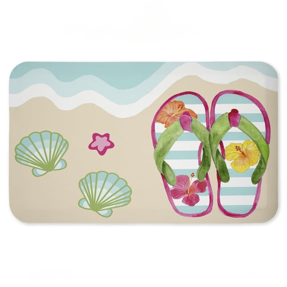 Stupell Industries Flip Flops on Beach Shore Printed Anti-Fatigue Floor Mat, design by Audrey Jeanne Roberts, 30"x18"