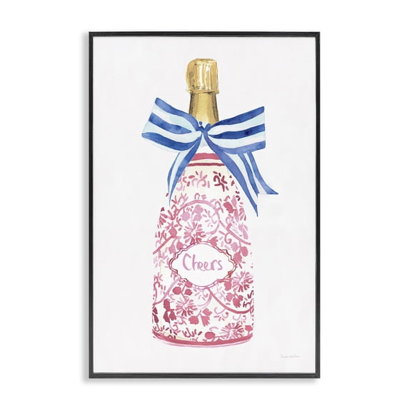 Stupell Industries Glam Flirty Champagne Cheers Black Framed Giclee Art, 12 x 18, by Mercedes Lopez Charro