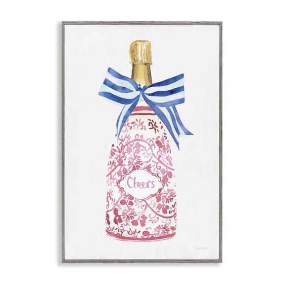 Stupell Industries Flirty Champagne Cheers Gray Framed Giclee Art design by Mercedes Lopez Charro, 18 x 12