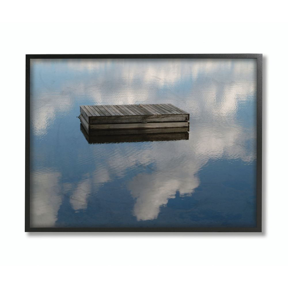 Stupell Industries Floating Dock Ocean Lake Landscape Photograph Framed Wall Art by Joseph Elliott, 24" x 30", Black Framed