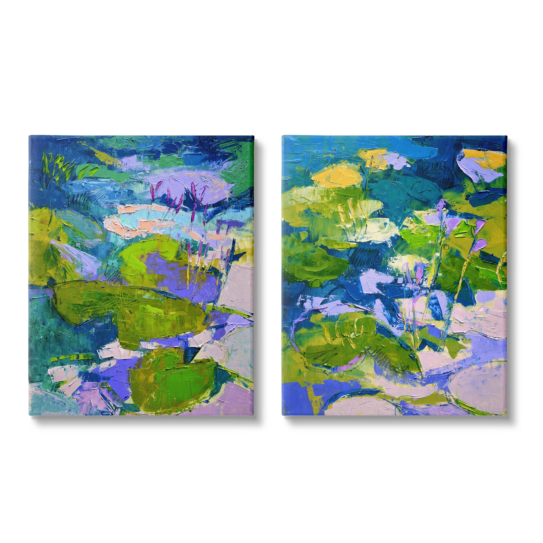 Stupell Industries Floating Lotus Blossom Pond Painting Gallery Wrapped Canvas Print Wall Art, Set of 2, Design by Dorothy Fagan