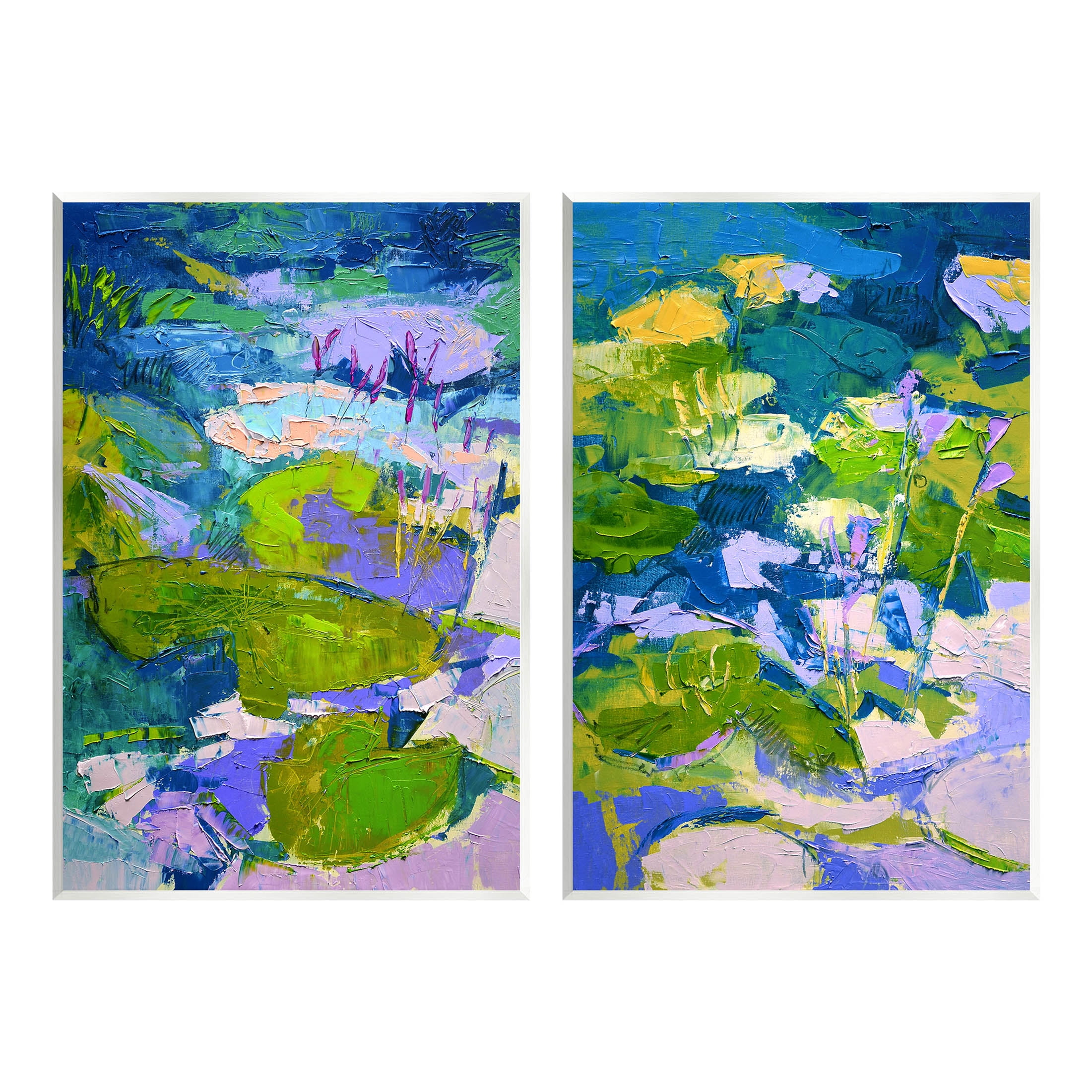 Stupell Industries Floating Lotus Blossom Pond Painting Unframed Art Print Wall Art, Set of 2, Design by Dorothy Fagan