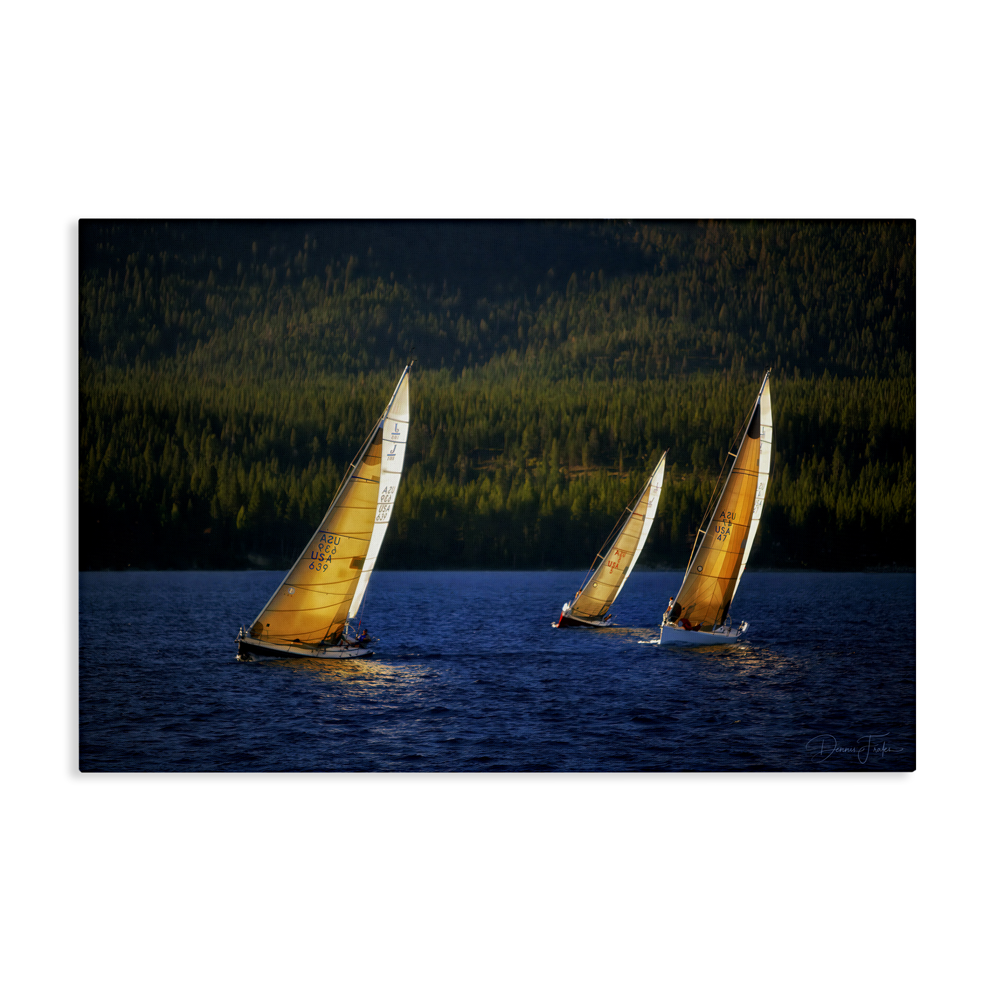 Stupell Industries Floating Sailboat Trio Transportation Photography Gallery Wrapped Canvas Art Print Wall Art, 24 x 16
